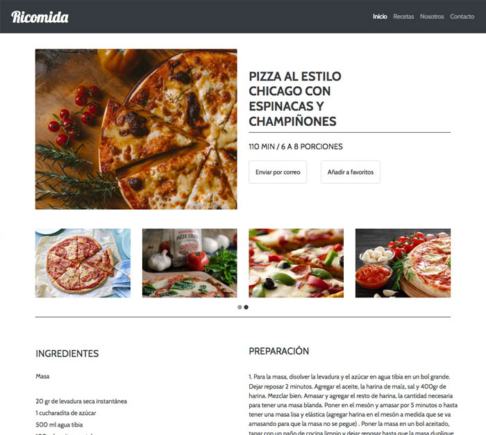 Ricomida landing page